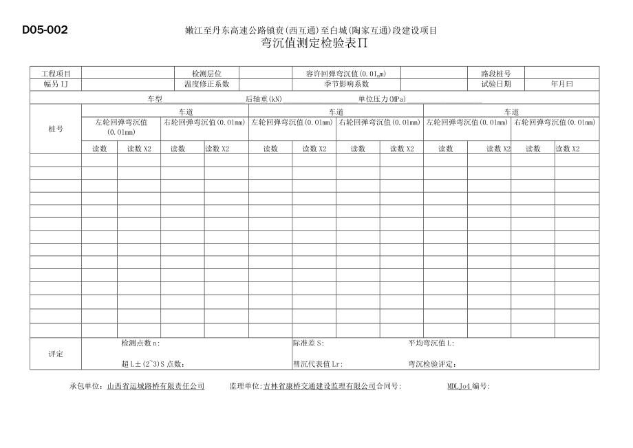 D05-002路基、路面弯沉值测定检验表.docx_第2页