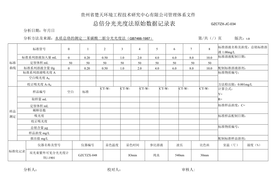 GZCTZX-JC-034-总铬分光光度法原始数据记录表-30.docx_第1页