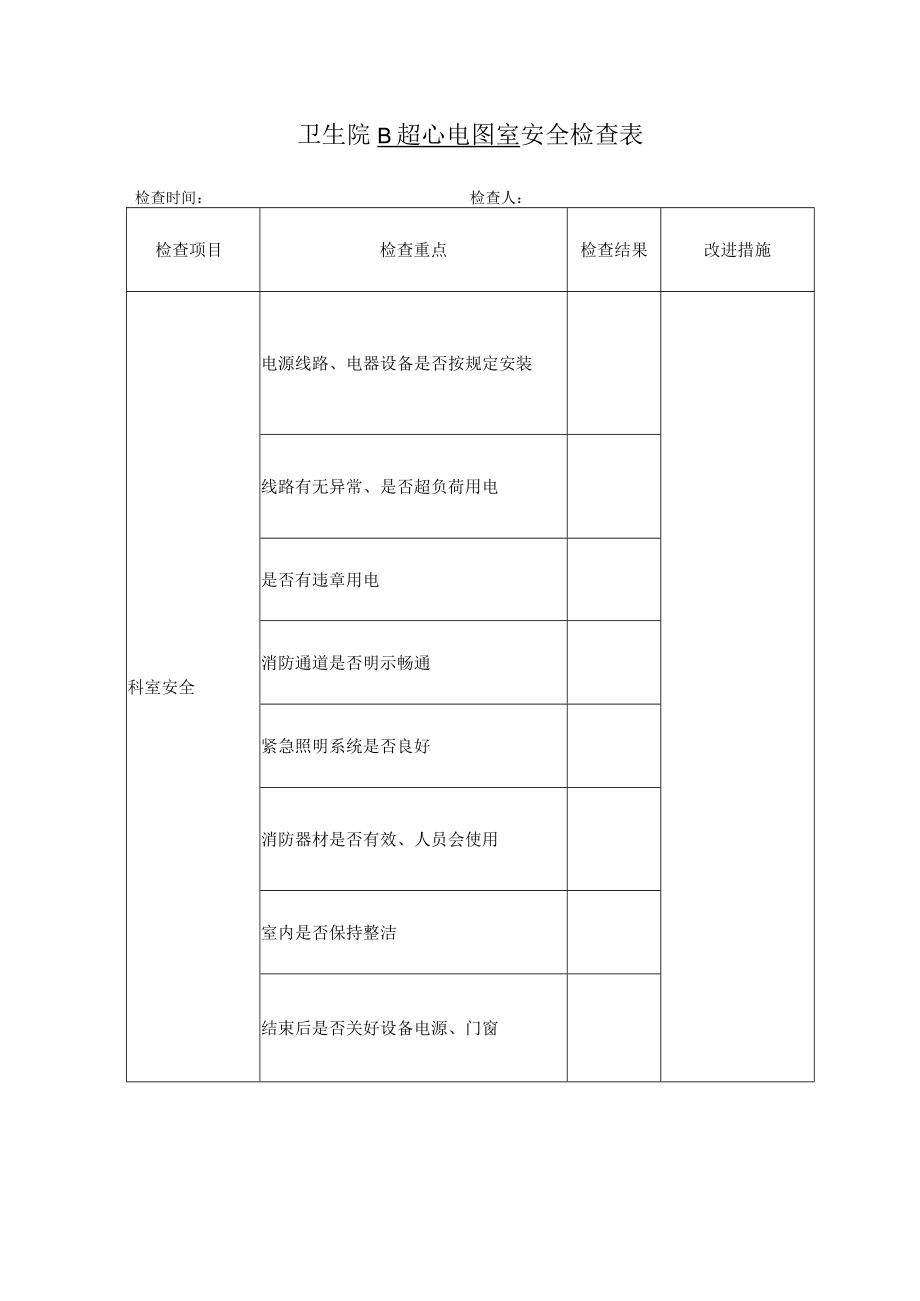 B超、心电图室安全检查表.docx_第1页