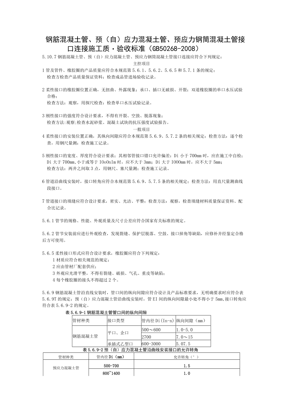 G2-10 钢筋混凝土管、预（自）应力混凝土管、预应力钢筒混凝土管接口连接施工检验批质量验收记录表.docx_第3页