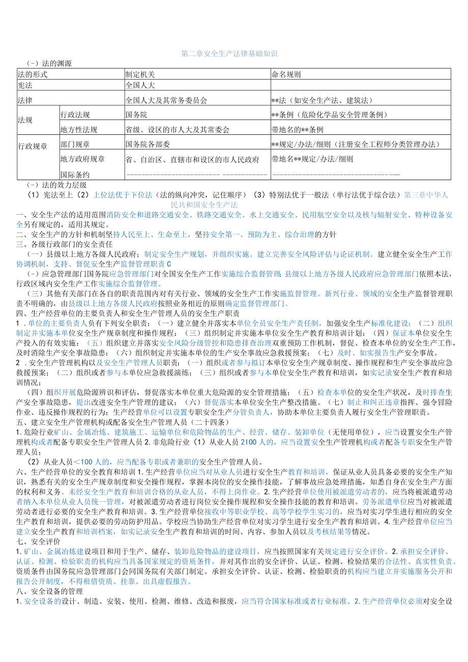 2022年注安《安全法规》考前十页纸.docx_第1页