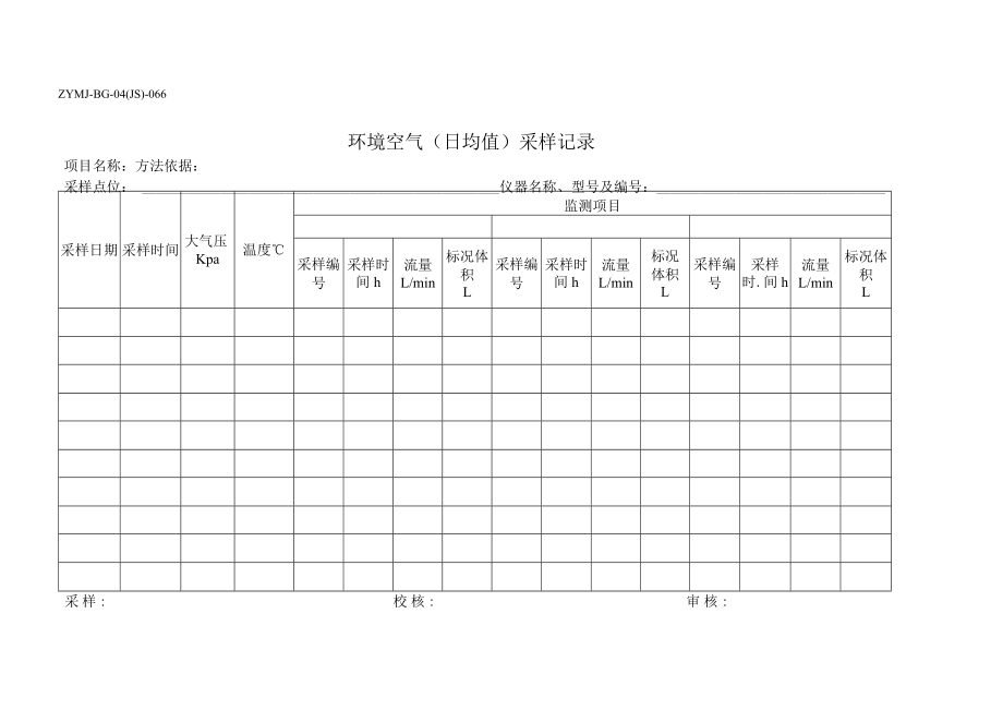 ZYMJ-BG-04(JS)-066 环境空气（日均值）采样记录.docx_第1页