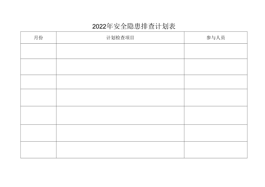 2022年安全隐患排查计划表.docx_第1页