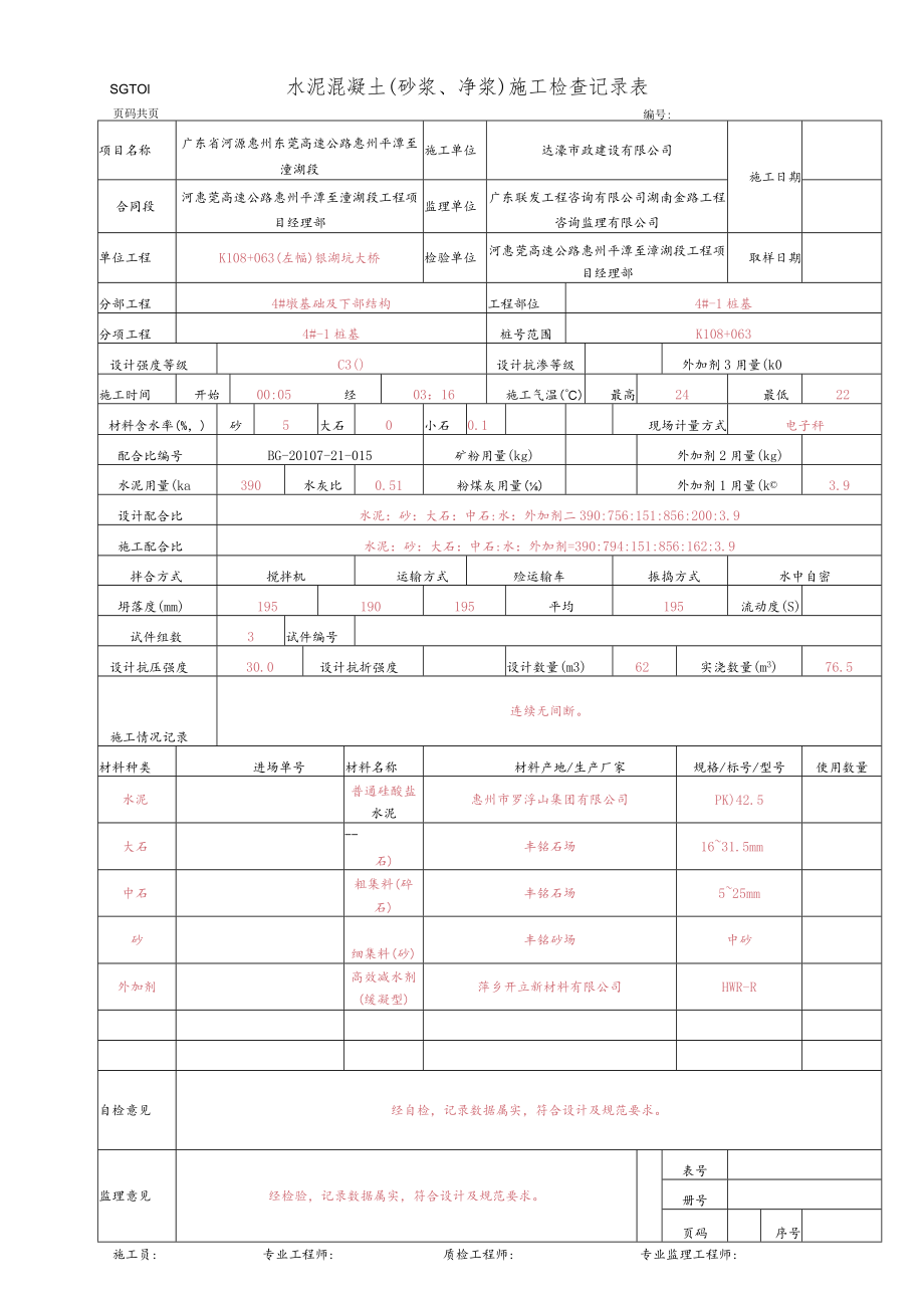 21.水泥混凝土(砂浆、净浆)施工检查记录表(SGT01).docx_第1页