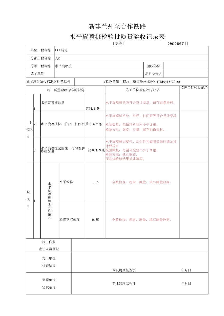 8.4[支护]水平旋喷桩检验批质量验收记录表.docx_第1页