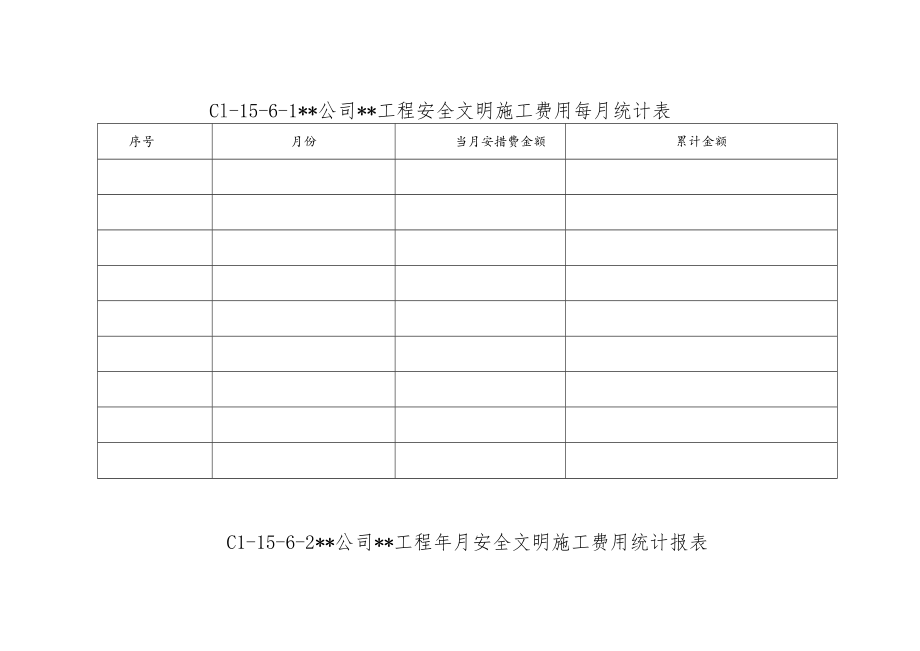 C1-15-6 安全文明施工费用统计报表.docx_第1页