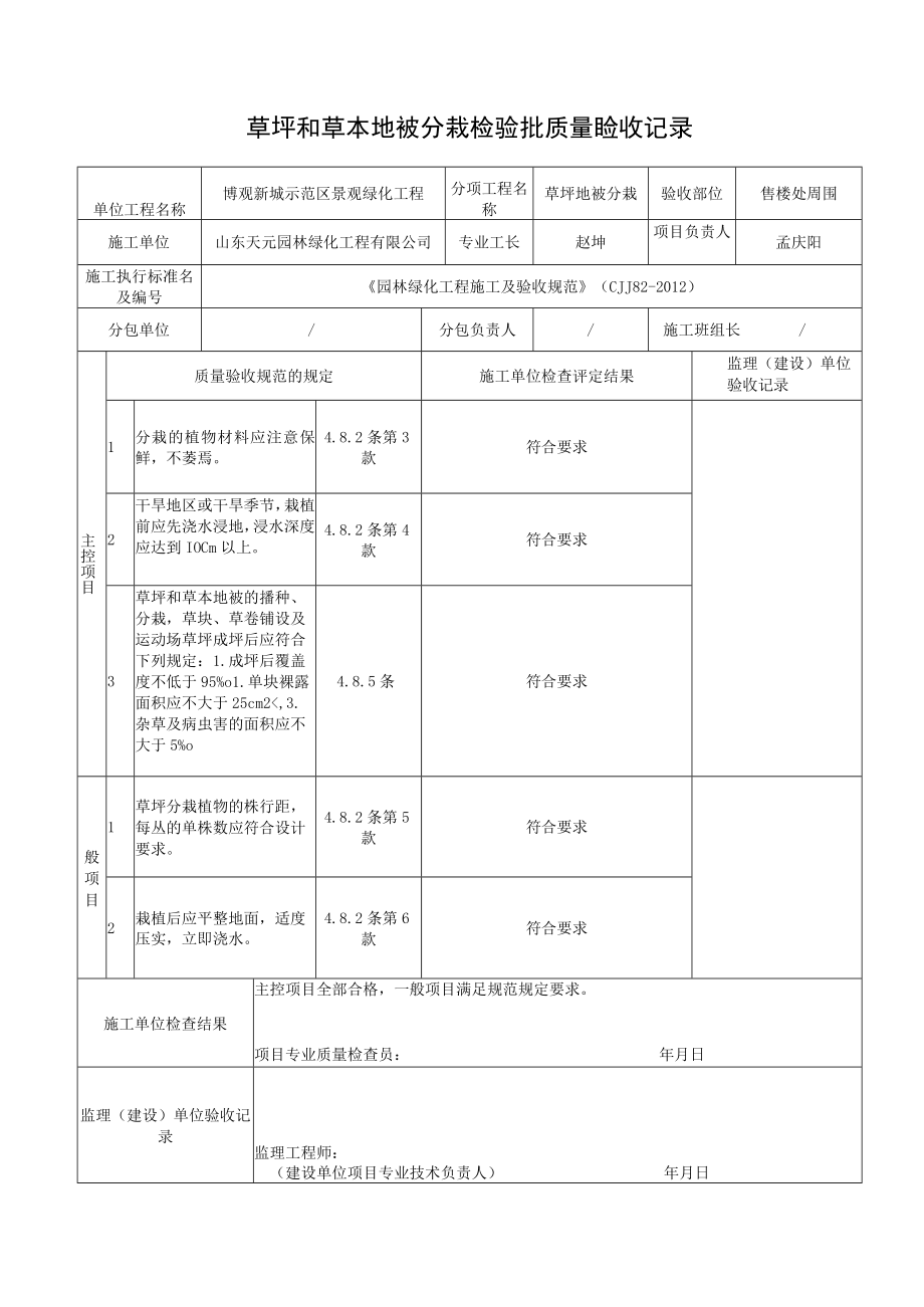 9草坪和草本地被分栽检验批质量验收记录.docx_第3页