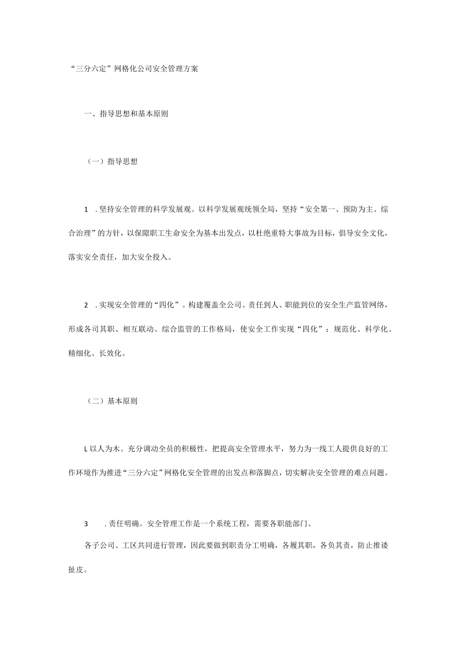 “三分六定”网格化公司安全管理方案.docx_第1页