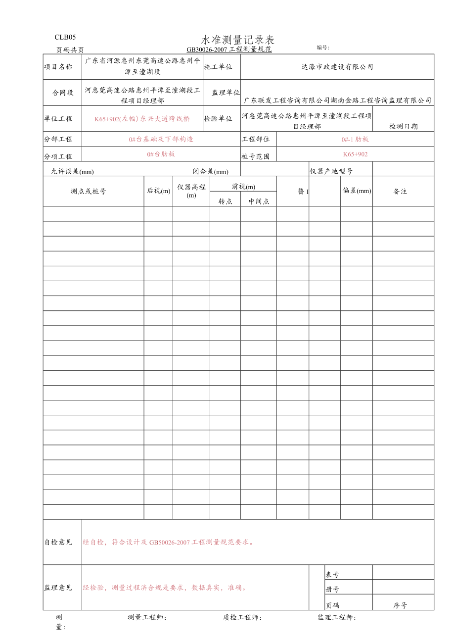 21.水准测量记录表(CLB05 GB 50026-2007).docx_第1页