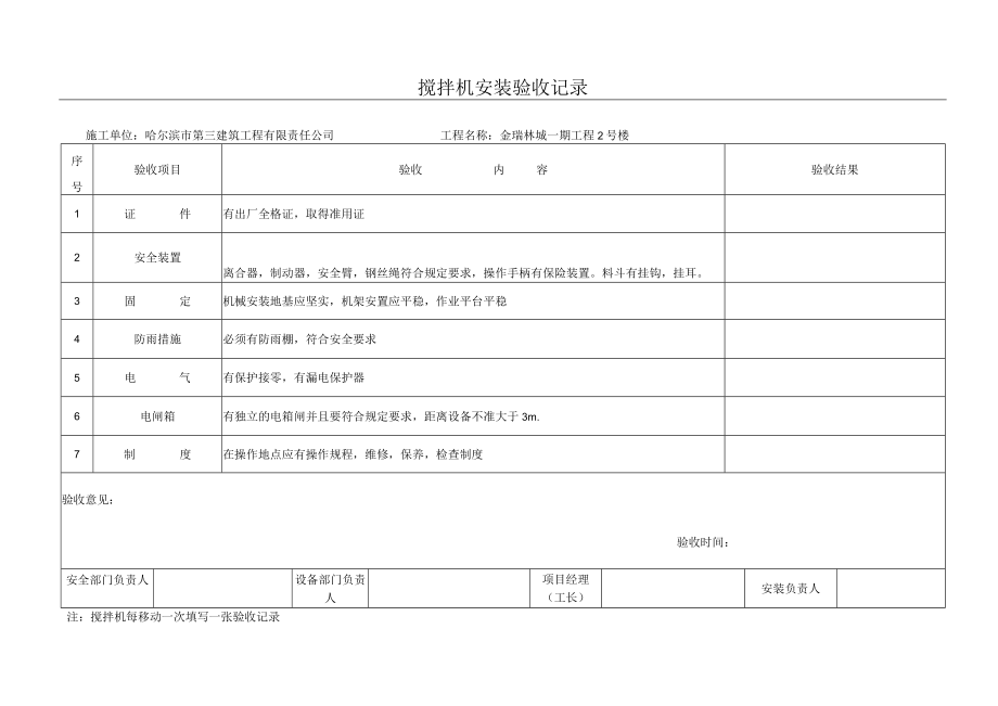 07搅拌机安装验收记录.docx_第1页