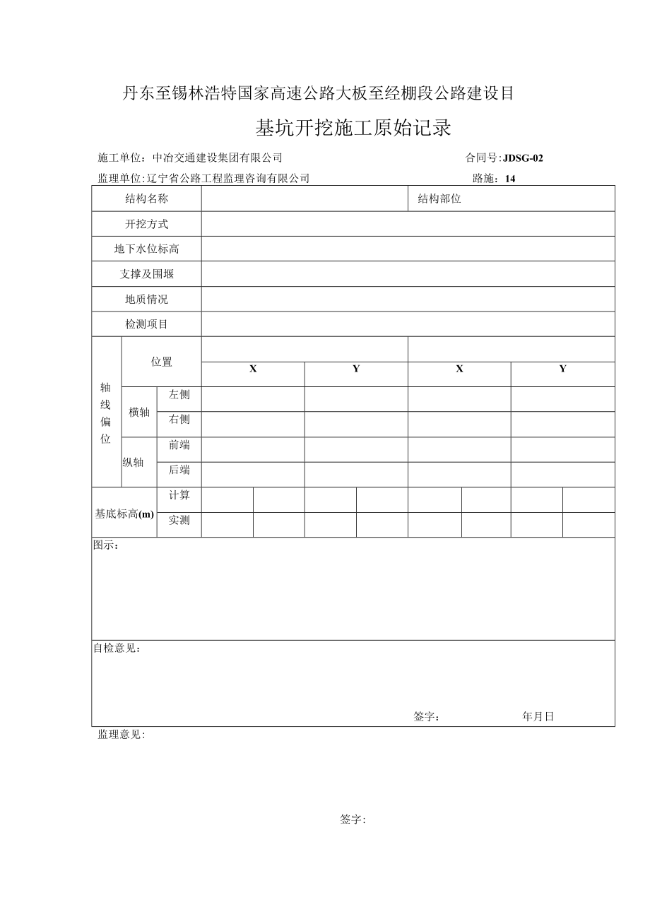 2 基坑开挖施工原始记录.docx_第1页