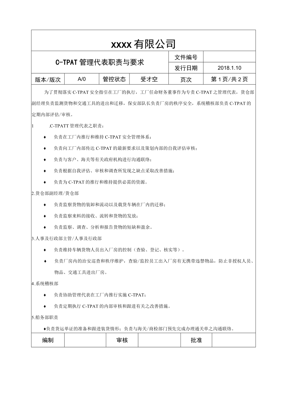 C-TPAT管理代表职责与要求.docx_第1页