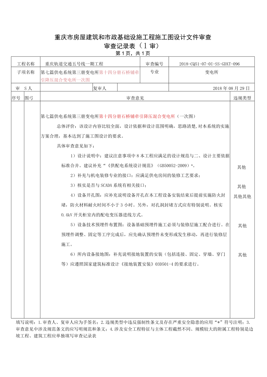 20180829-2018-CQ5I-07-01-SS-GDXT-096第七篇 供电系统 第三册变电所第十四分册石新铺站牵引降压混合变电所（一次图）.docx_第1页