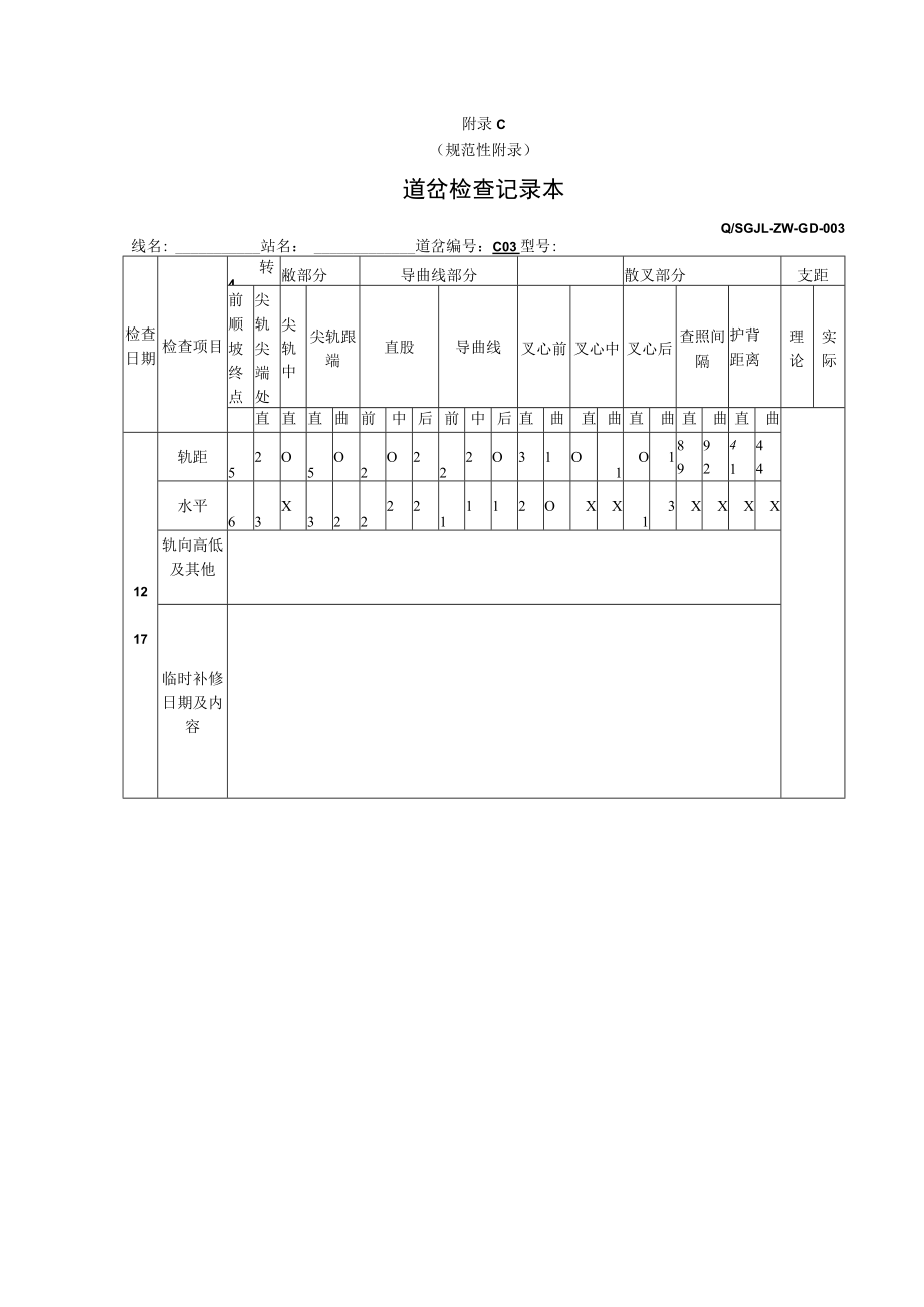 3#道岔检查记录表.docx_第1页