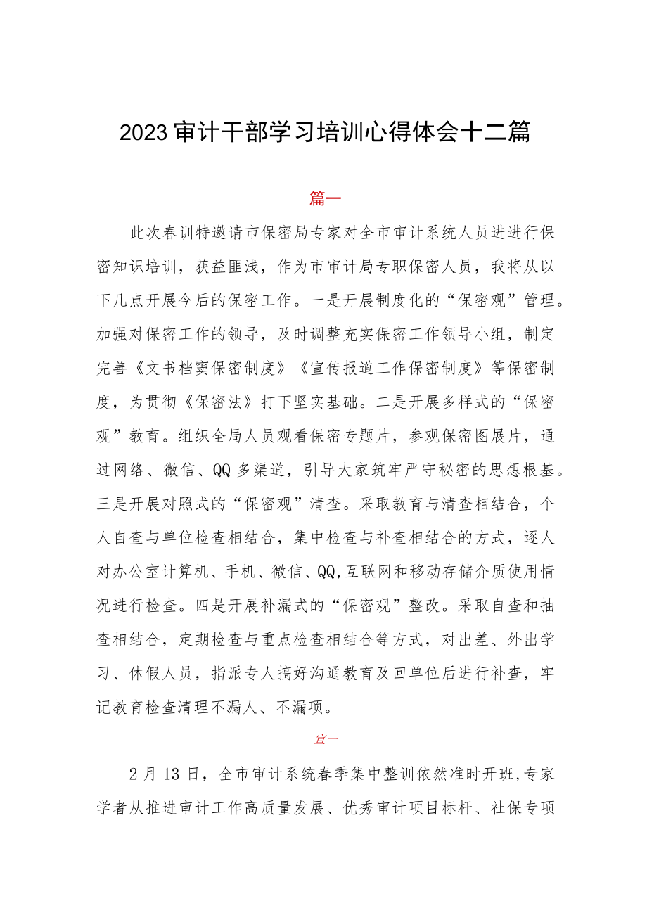 2023审计干部学习培训心得体会十二篇.docx_第1页