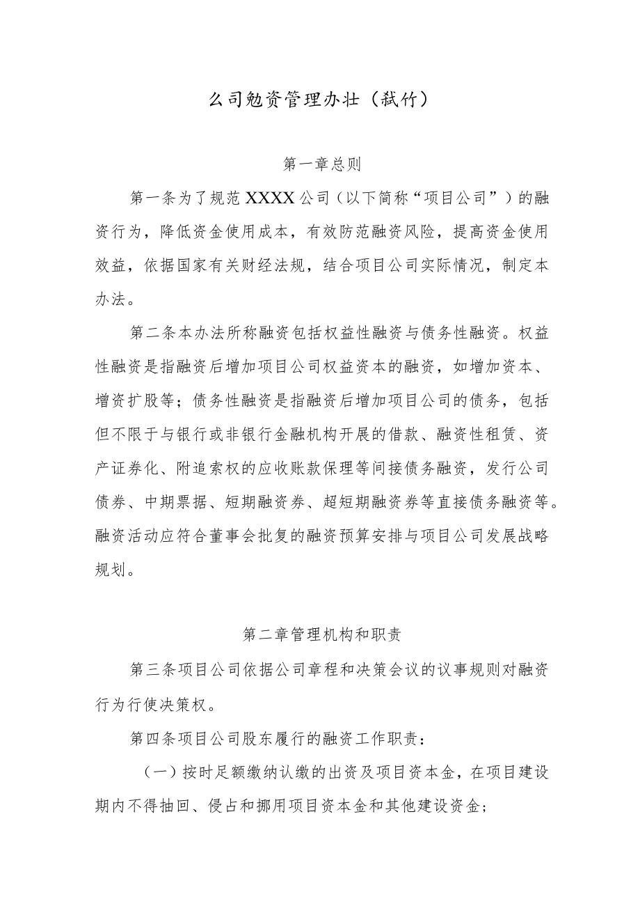 公司融资管理办法（试行）.docx_第1页