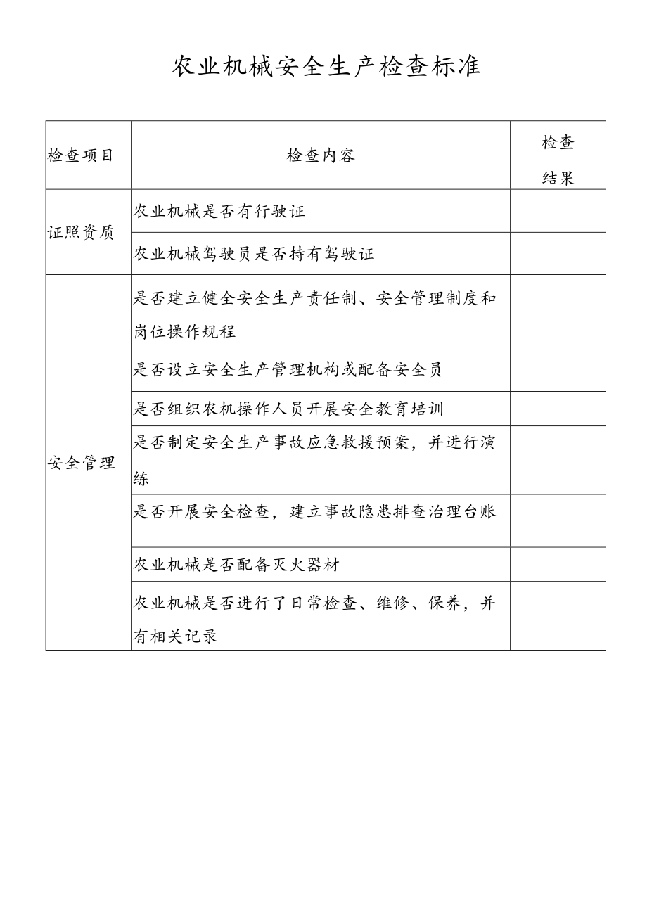 农业机械安全生产检查标准.docx_第1页