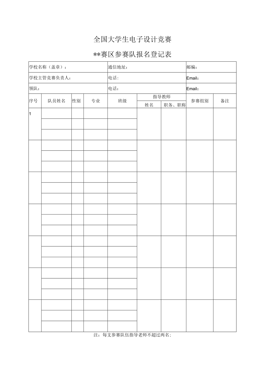 全国大学生电子设计竞赛报名登记表.docx_第1页