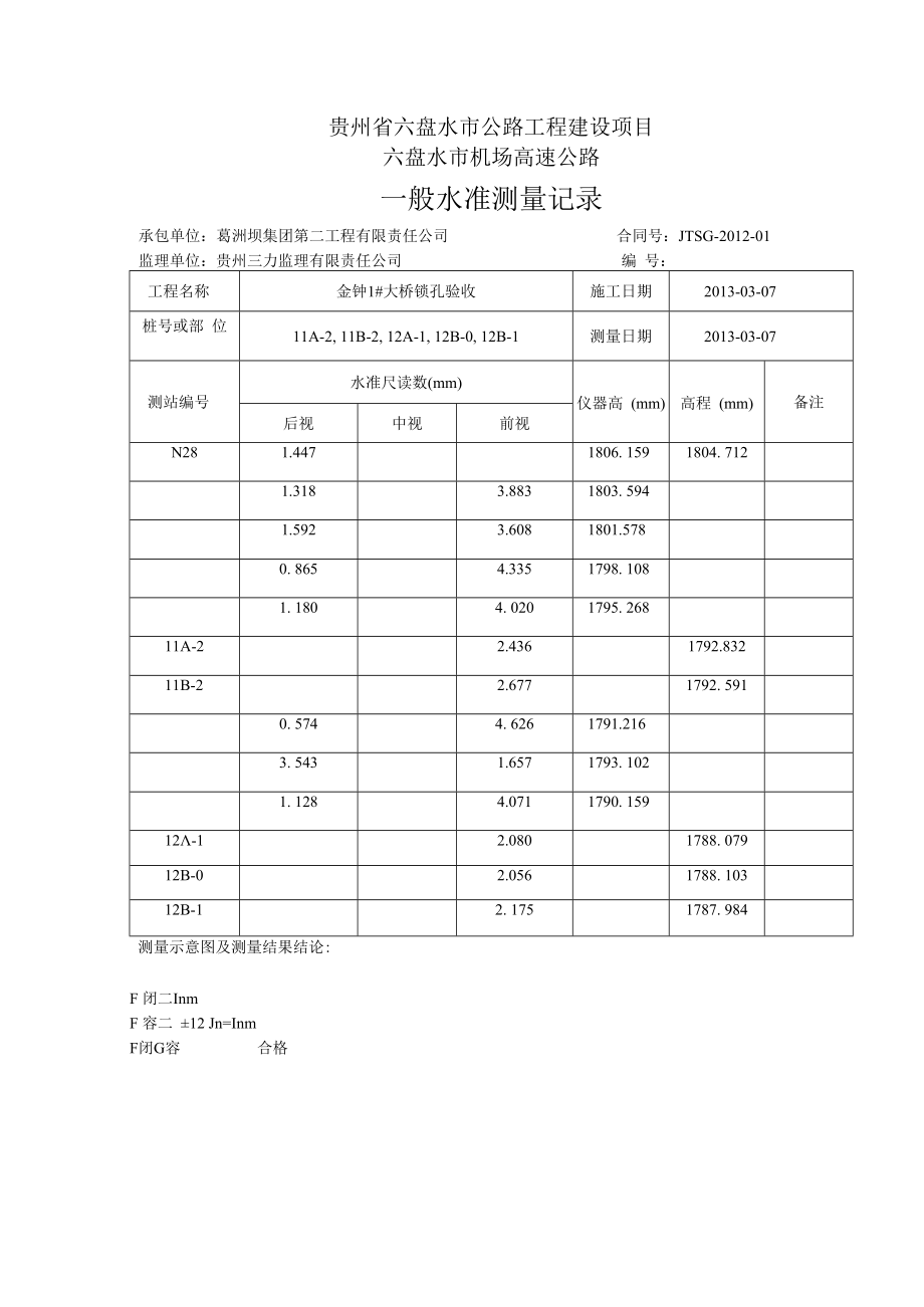 【11】水准表金钟1#大桥锁孔11A-2,11B-2,12A-1,12B-0,12B-1.docx_第1页