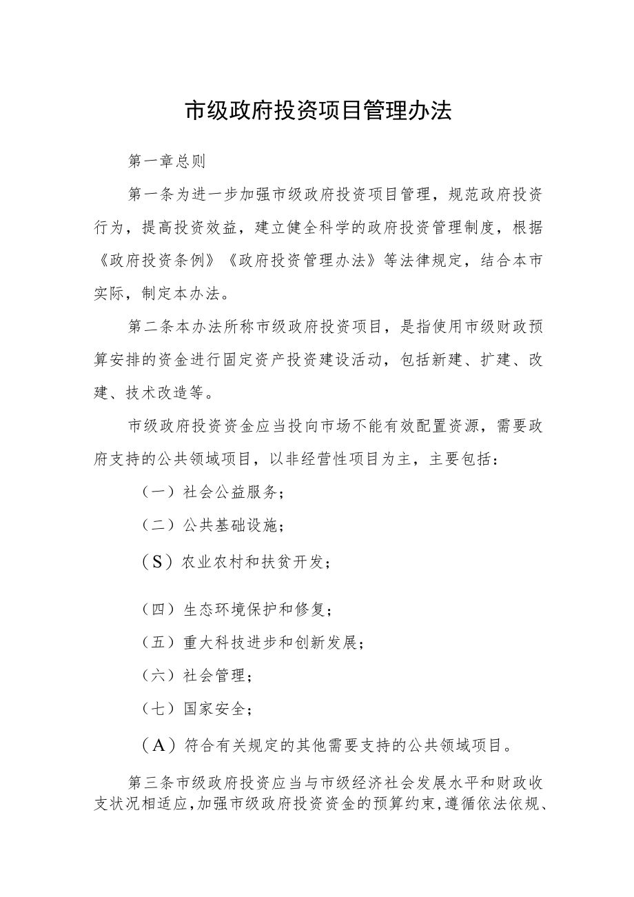 市级政府投资项目管理办法.docx_第1页