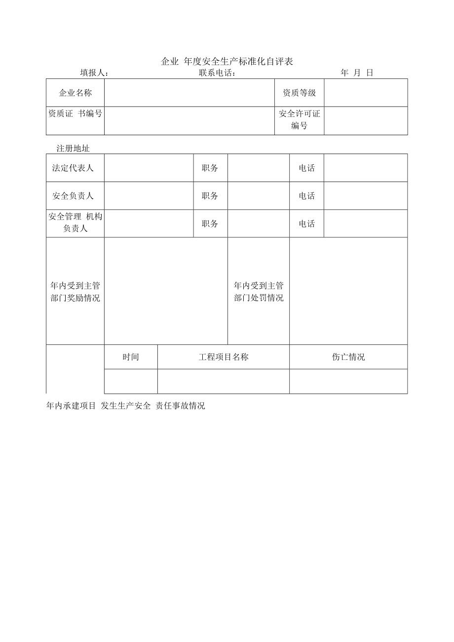 企业 年度安全生产标准化自评表.docx_第1页