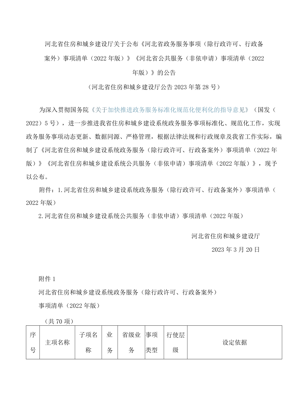 《河北省政务服务事项(除行政许可、行政备案外)事项清单(2022年版)》.docx_第1页