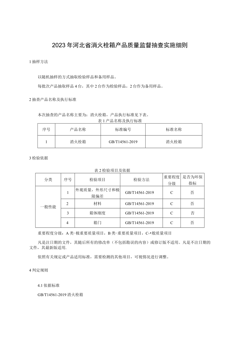 2023年河北省消火栓箱产品质量监督抽查实施细则.docx_第1页