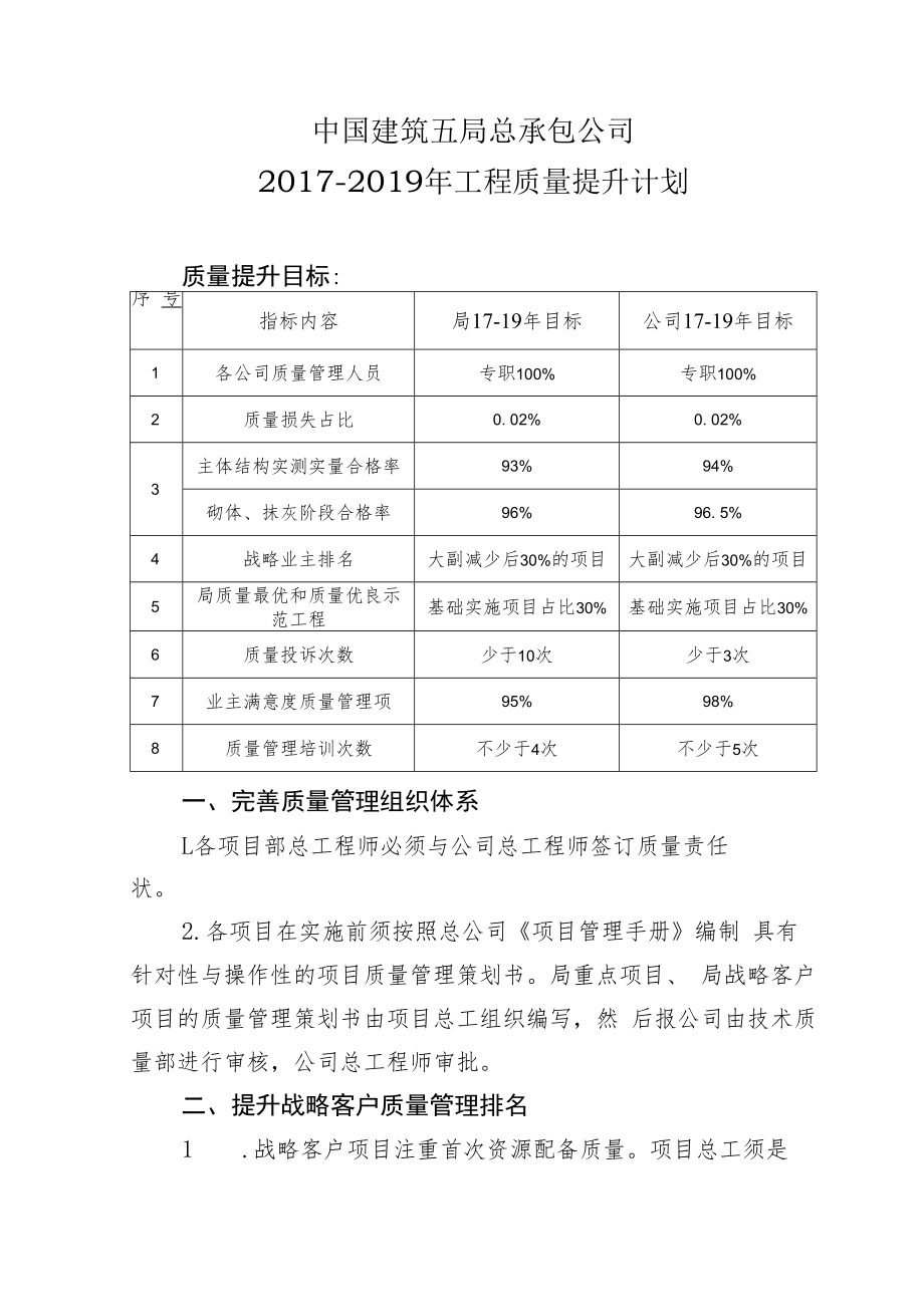 中建五局总承包公司2017-2019年工程质量提升计划.docx_第1页