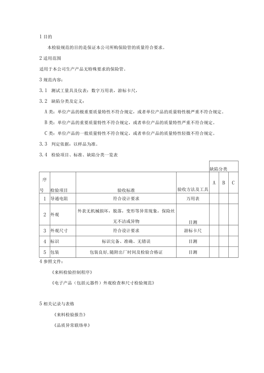 保险管-来料检验规范.docx_第1页