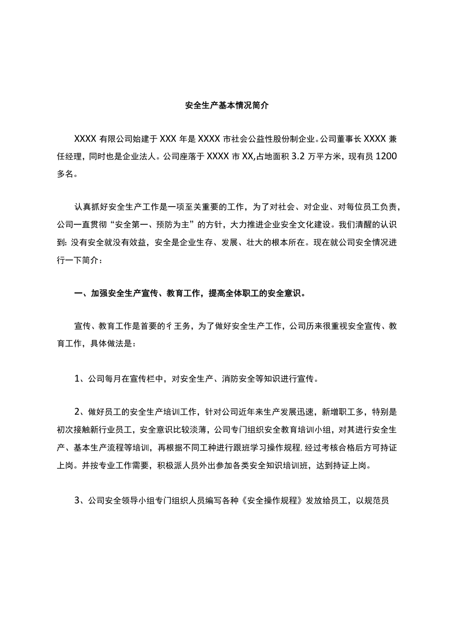 公司安全生产基本情况说明.docx_第1页