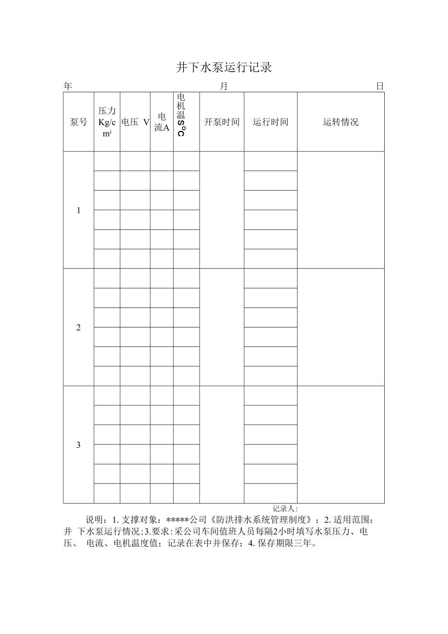 井下水泵运行记录.docx_第1页