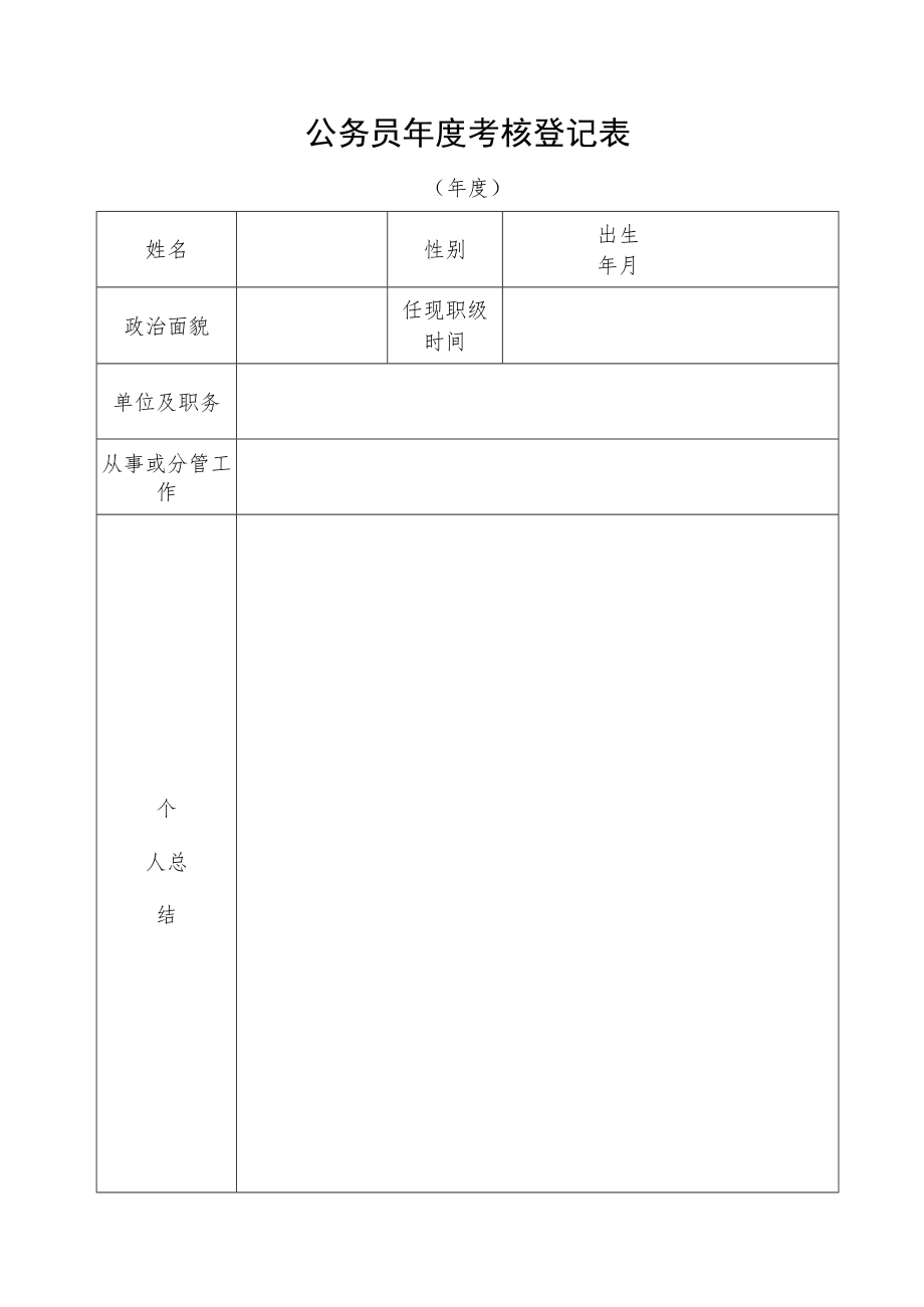 公务员年度考核登记表.docx_第1页