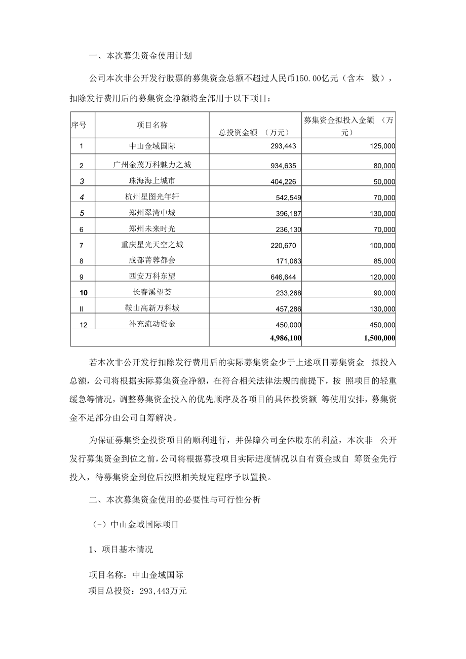 万科A：关于2023年度非公开发行A股股票募集资金投资项目可行性研究报告.docx_第3页