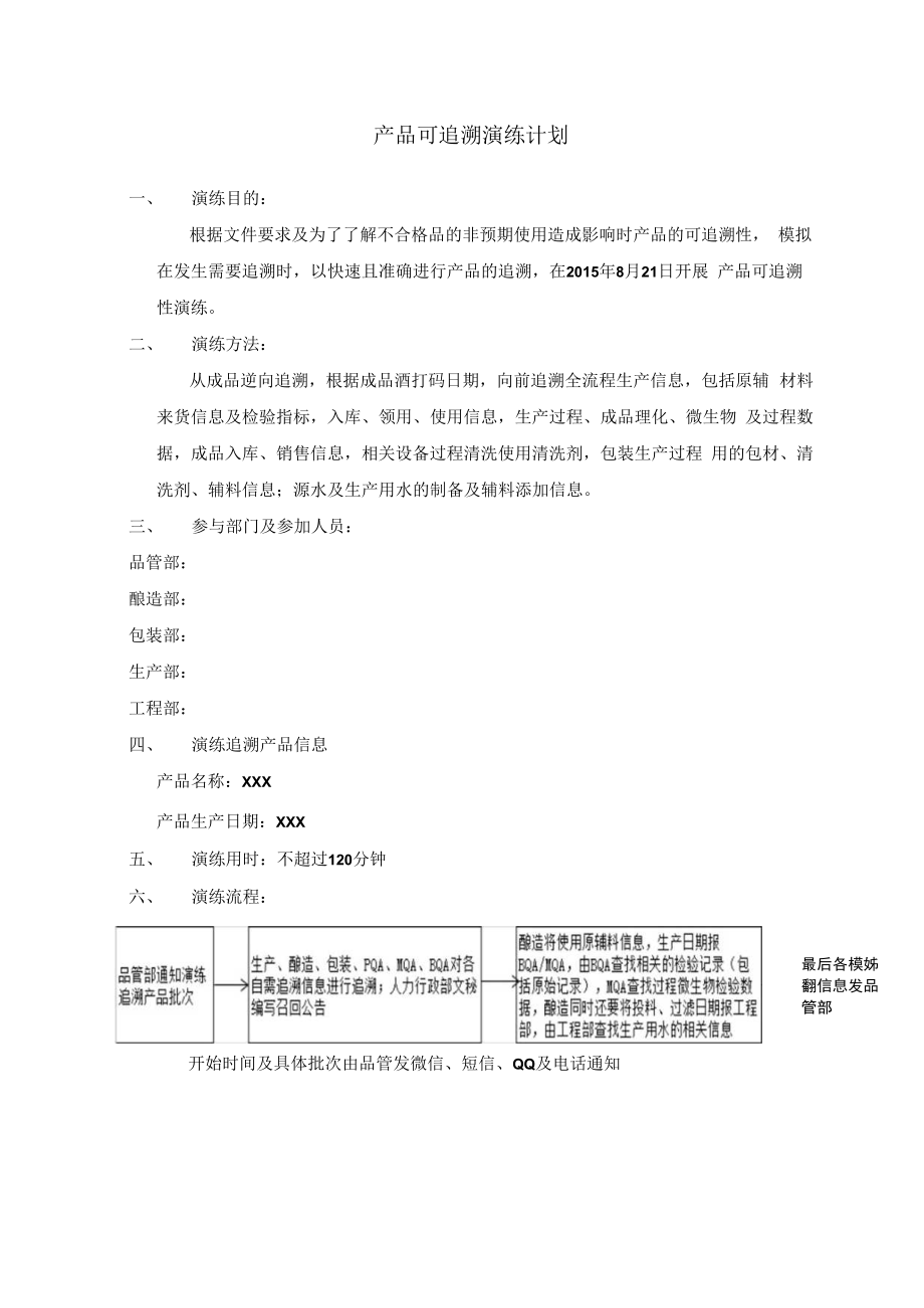 产品可追溯演练计划.docx_第1页