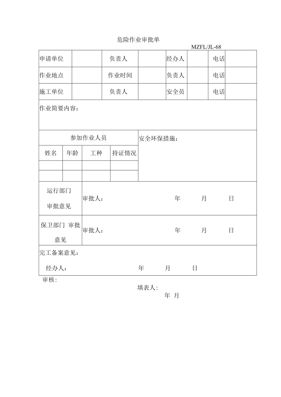 三体系认证危险作业审批单.docx_第1页