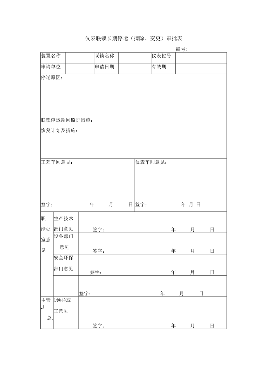 仪表联锁长期停运（摘除、变更）审批表.docx_第1页