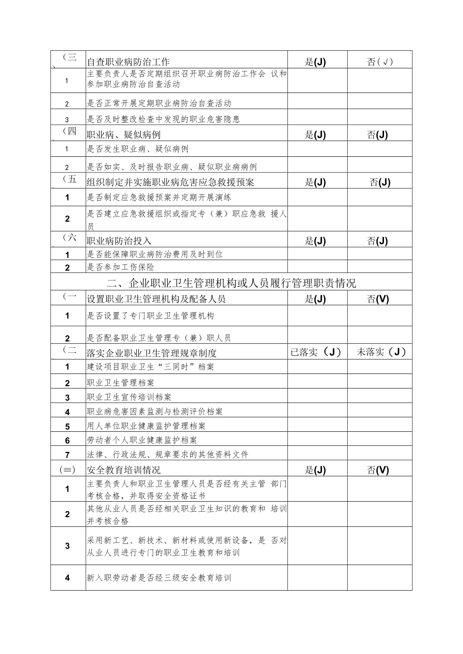 企业职业卫生管理自查查表.docx_第2页