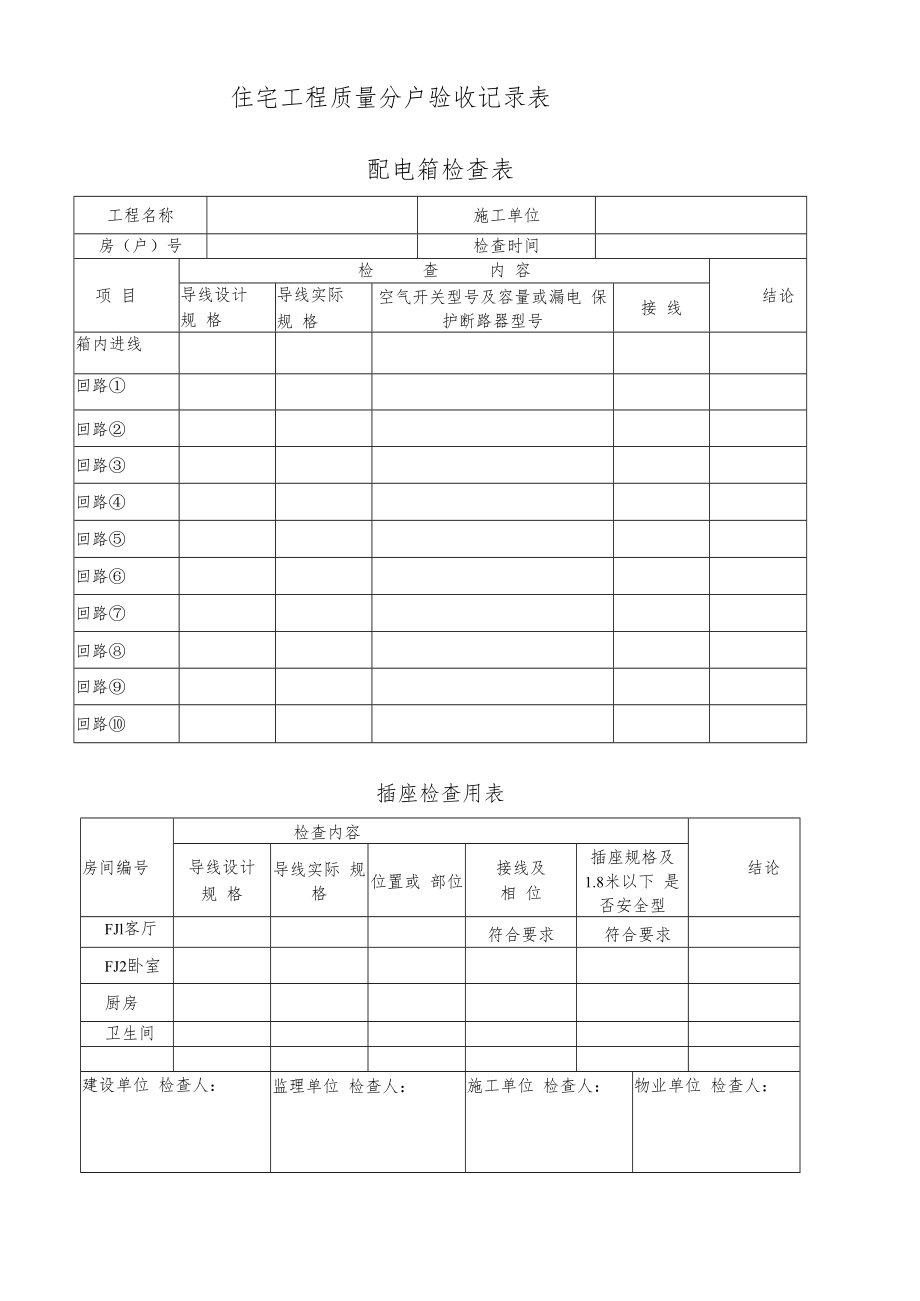 住宅配电箱检查表.docx_第1页