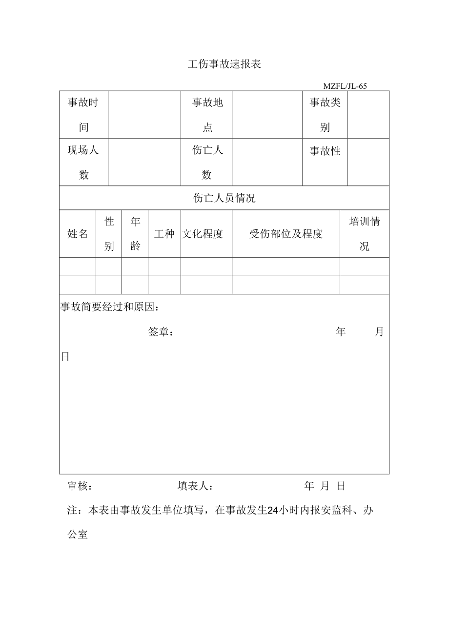 三体系认证工伤事故速报表.docx_第1页