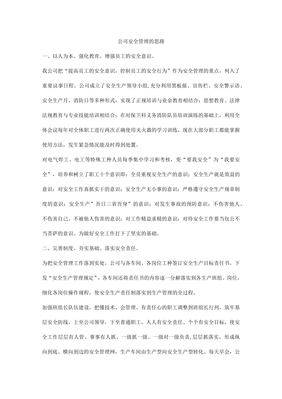 公司安全管理的思路.docx_第1页