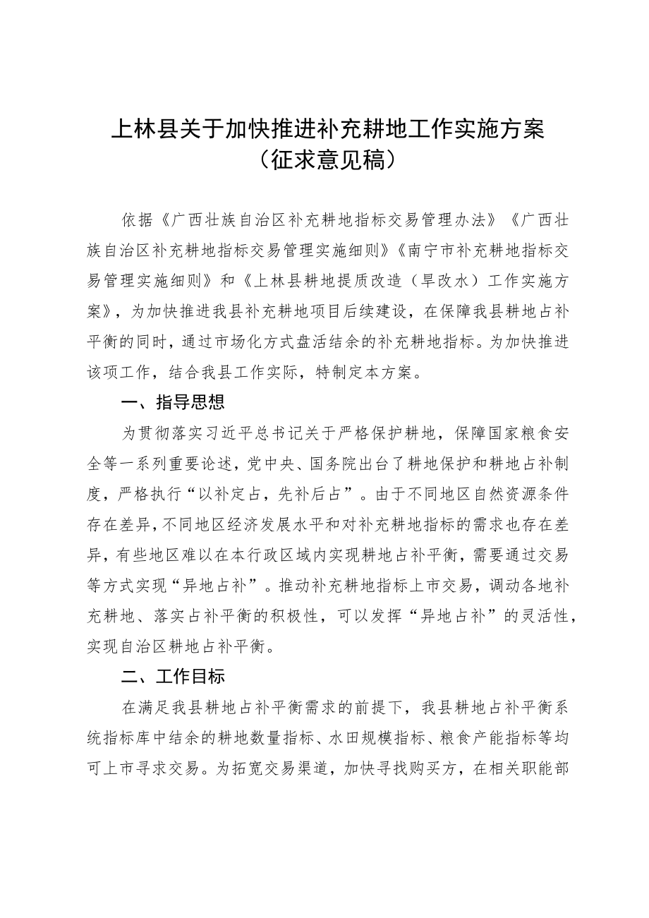 关于加快推进补充耕地工作实施方案.docx_第1页