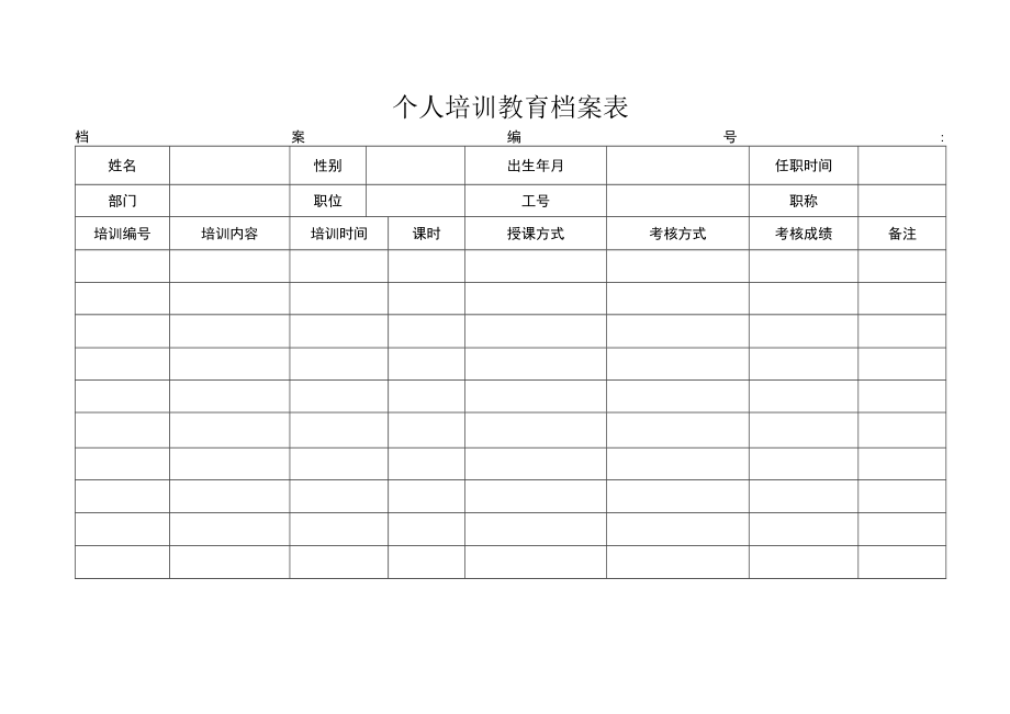 个人培训教育档案表.docx_第1页