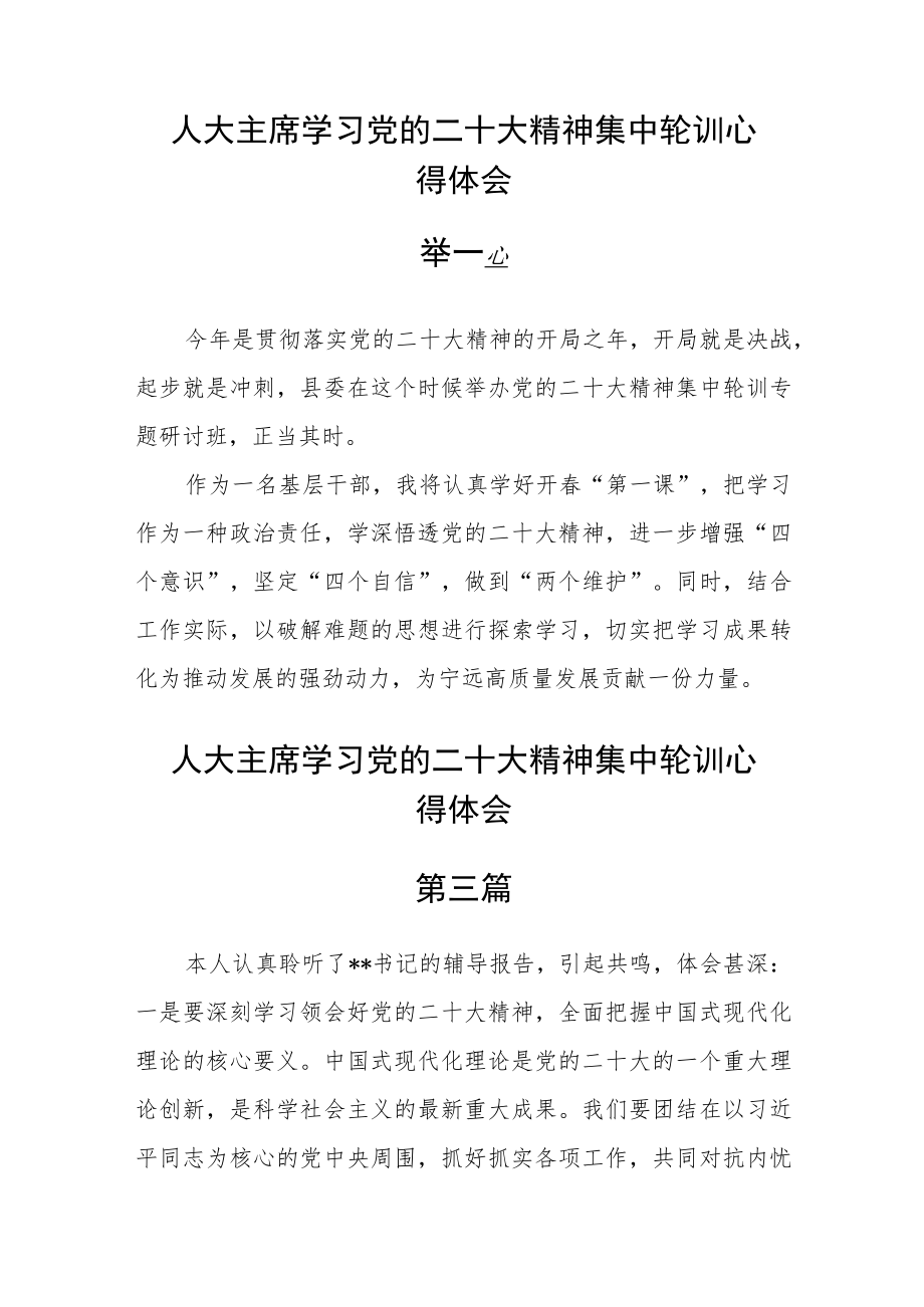 人大主席学习党的二十大精神集中轮训心得体会六篇.docx_第3页