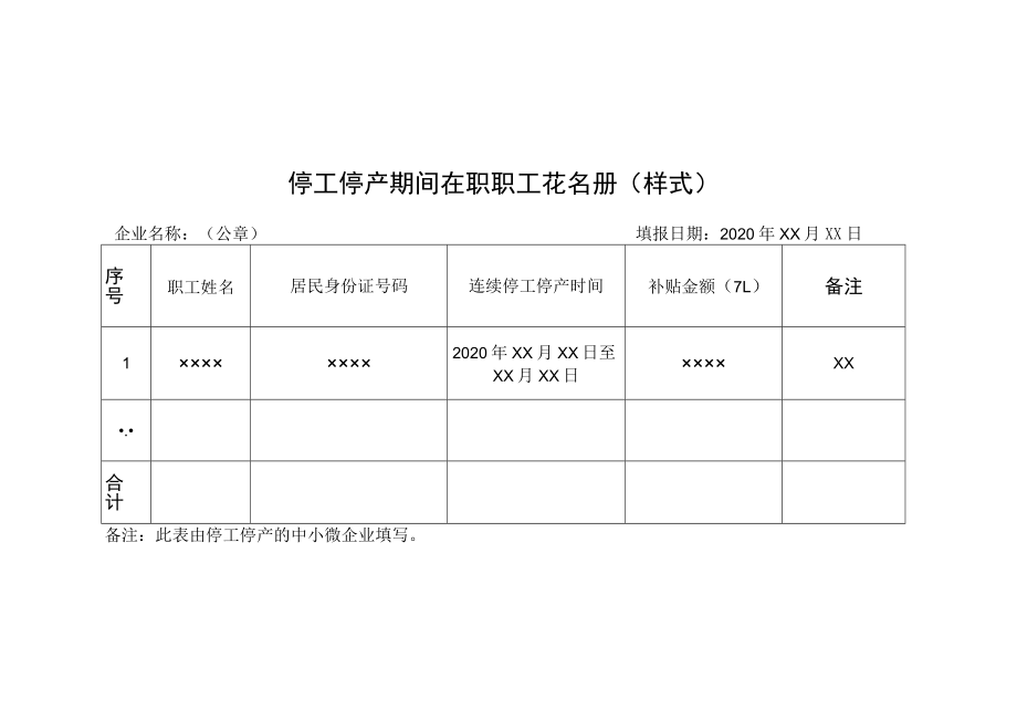 在职职工以工代训人员花名册（样式）.docx_第2页