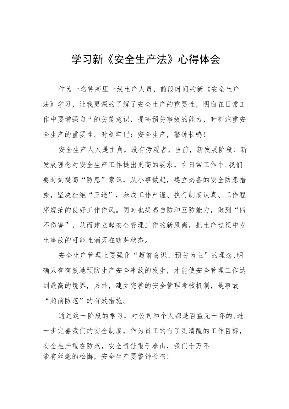 应急管理学习新《安全生产法》心得体会十篇.docx_第1页