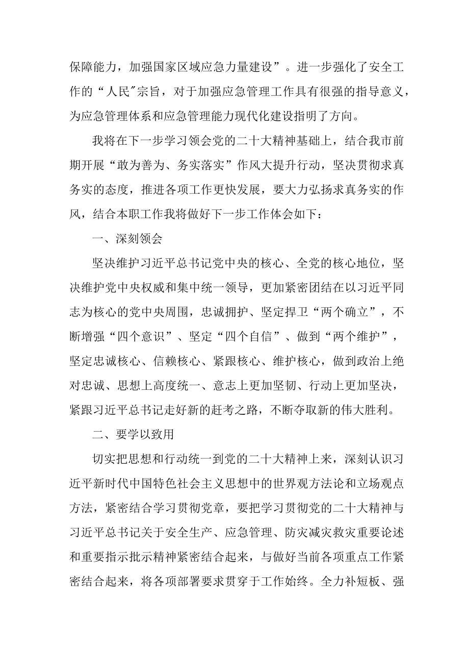 应急管理局执法大队负责人《学习贯彻党的二十大精神》个人心得体会 合计6份.docx_第2页