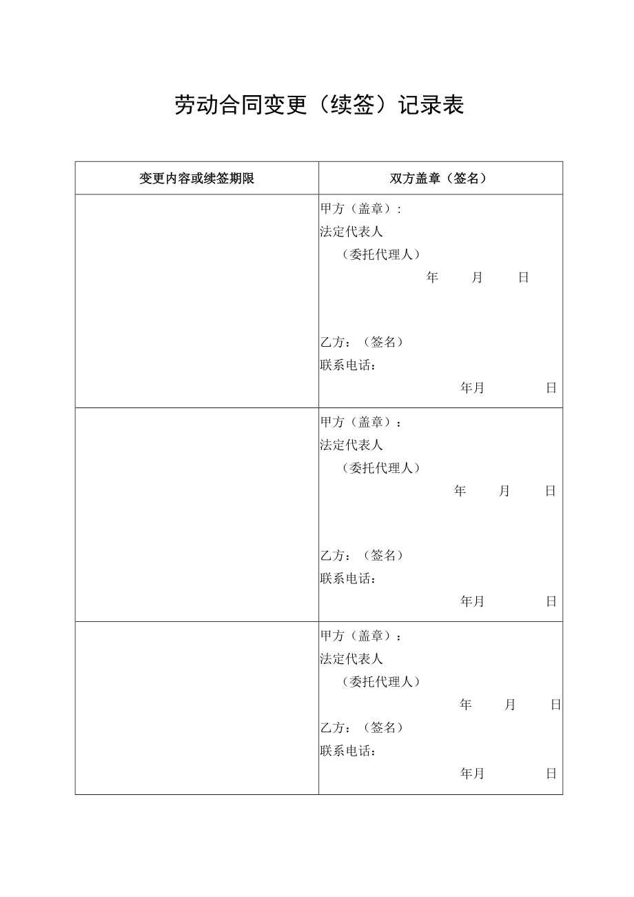 劳动合同变更（续签）记录表.docx_第1页