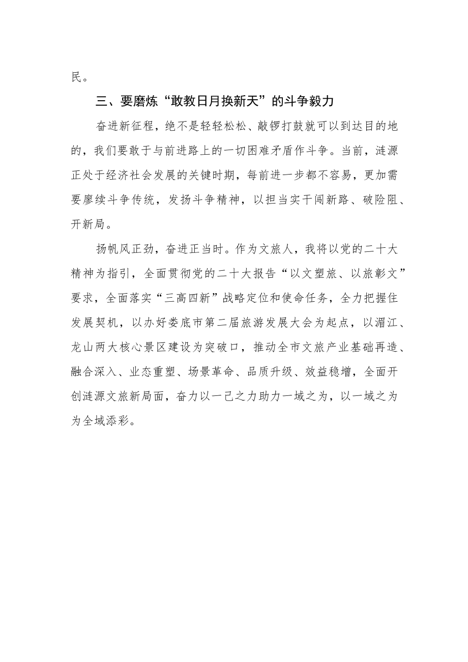 市文旅广体局党员学习党的二十大精神集中轮训研讨班心得体会.docx_第2页