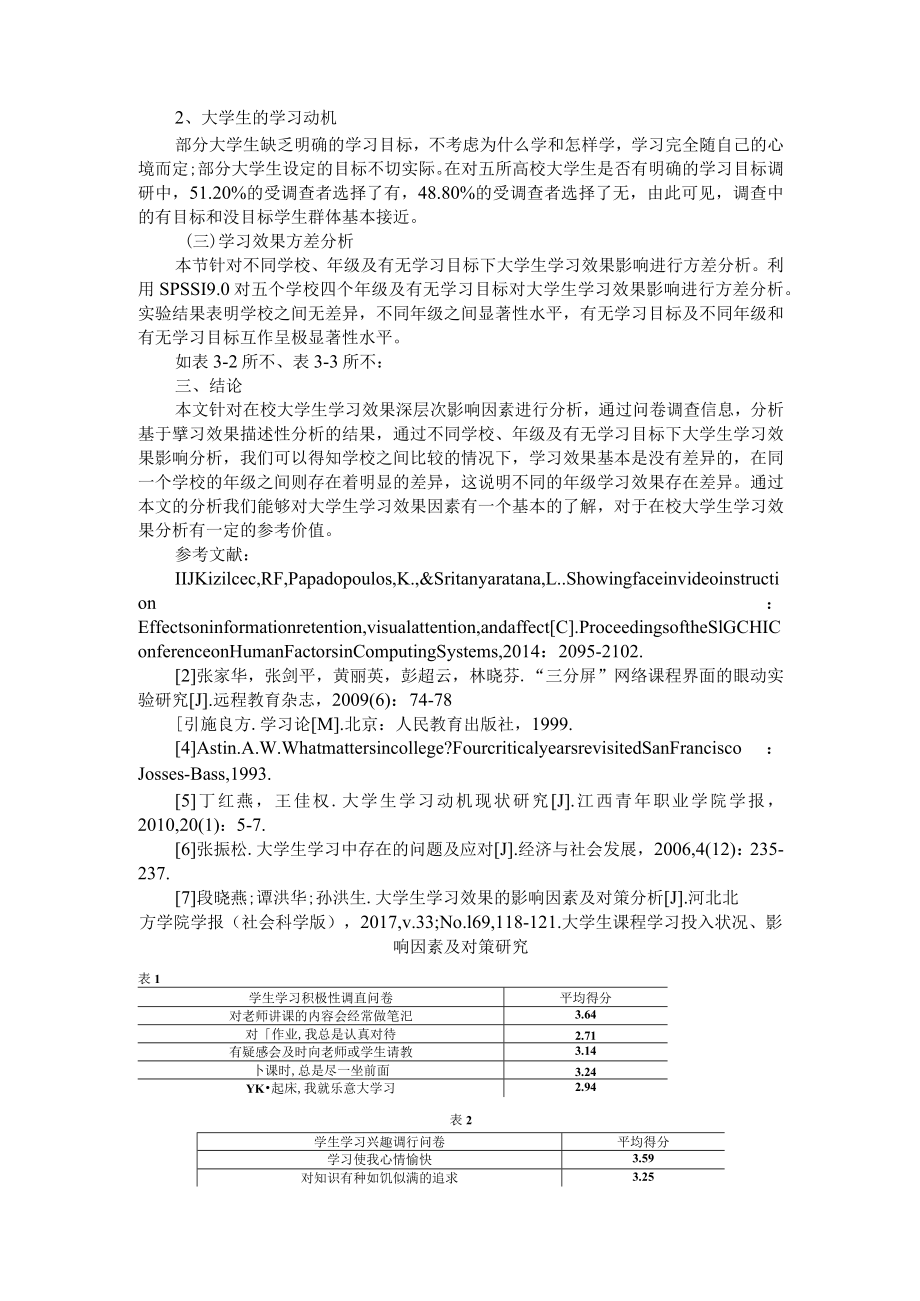 在校大学生学习效果及影响因素调查研究+大学生课程学习投入状况、影响因素及对策研究.docx_第3页