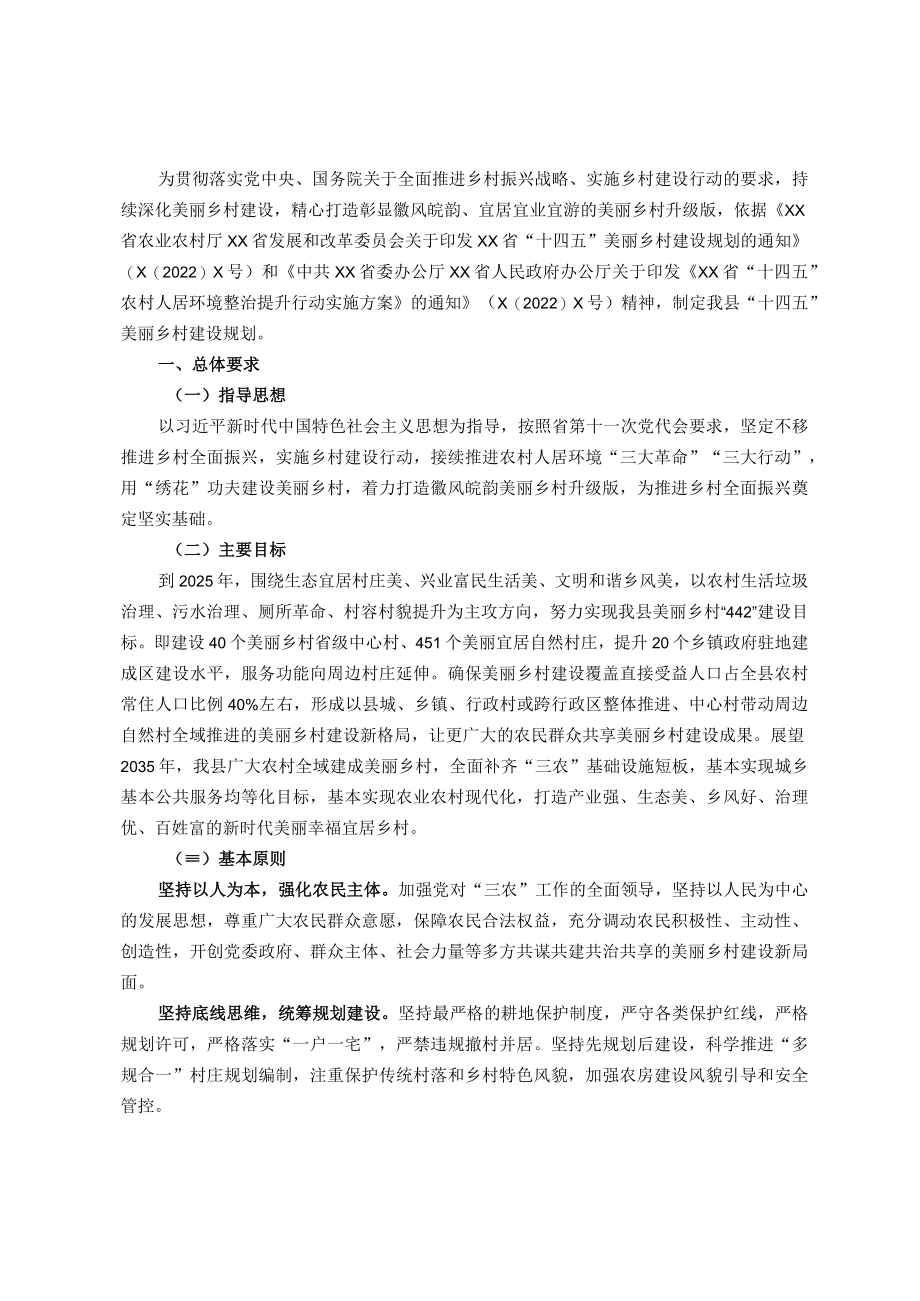 县“十四五”美丽乡村建设规划.docx_第1页